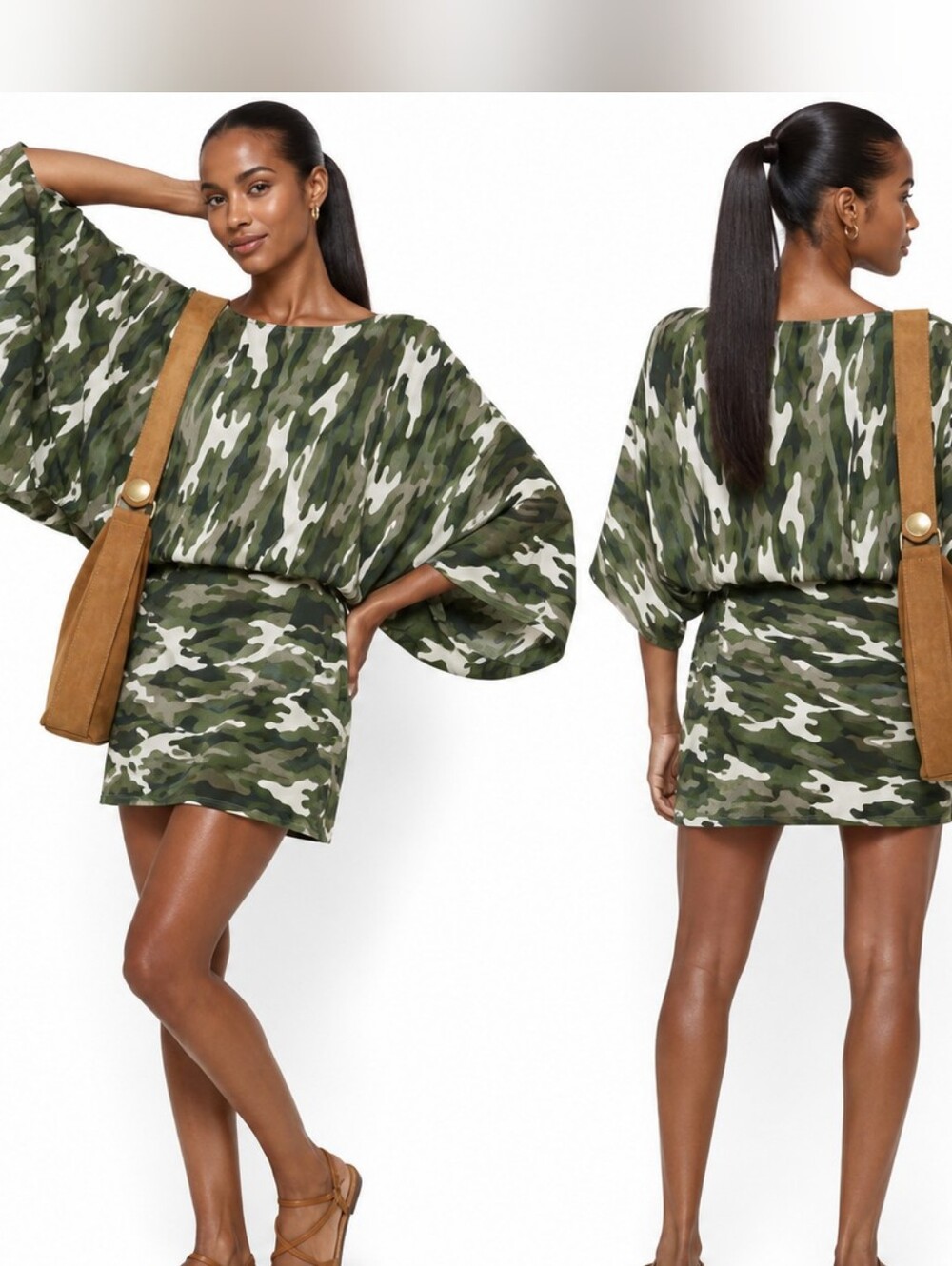 NWT Toxic Camo Batwing Mini Dress Tee Shirt Dress